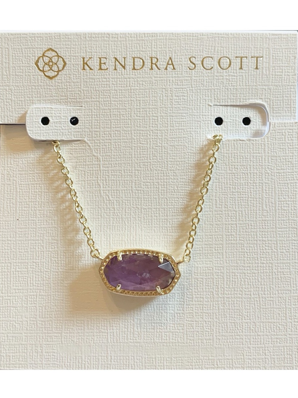 Kendra Scott Gold Chain Necklace with Amethyst Oval Stone